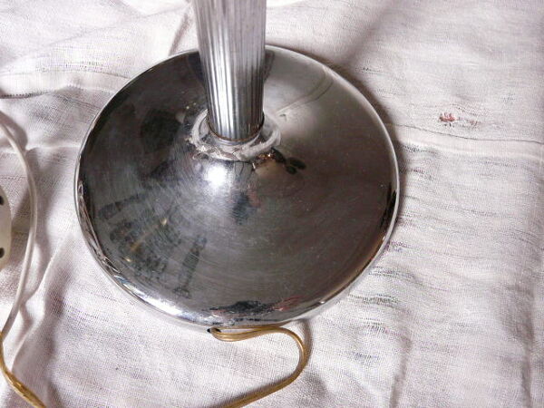 Lampe vintage chrome et globe tulipe verre Clichy