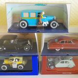 Lot of 5 Tintin collection cars, 1/43rd, original cases