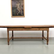 Grande table de ferme à rallonges en merisier massif - Années 1900