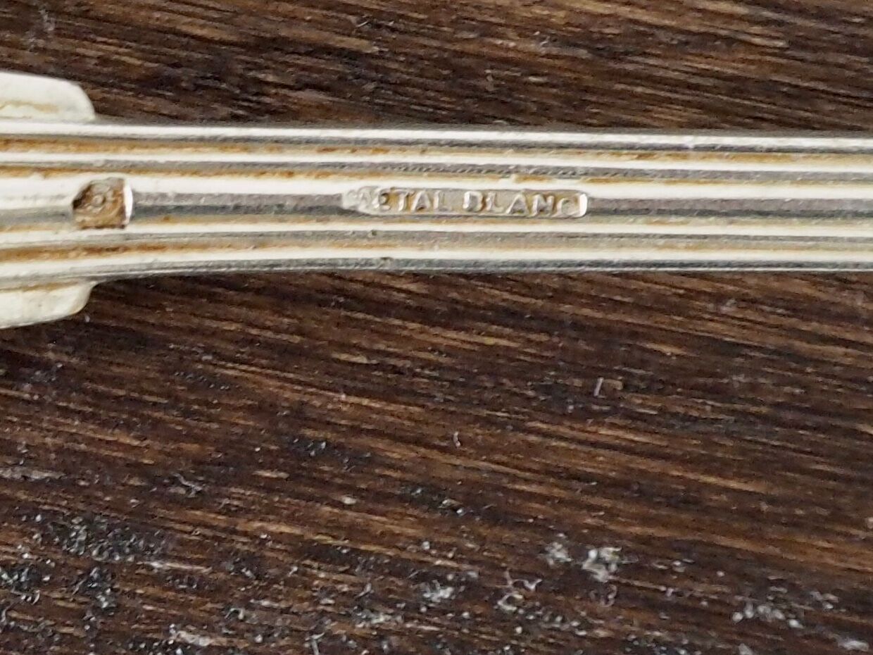Set of 5 white metal spoons from the 20s