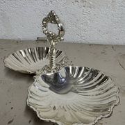Présentoir coquillage en métal argenté vintage