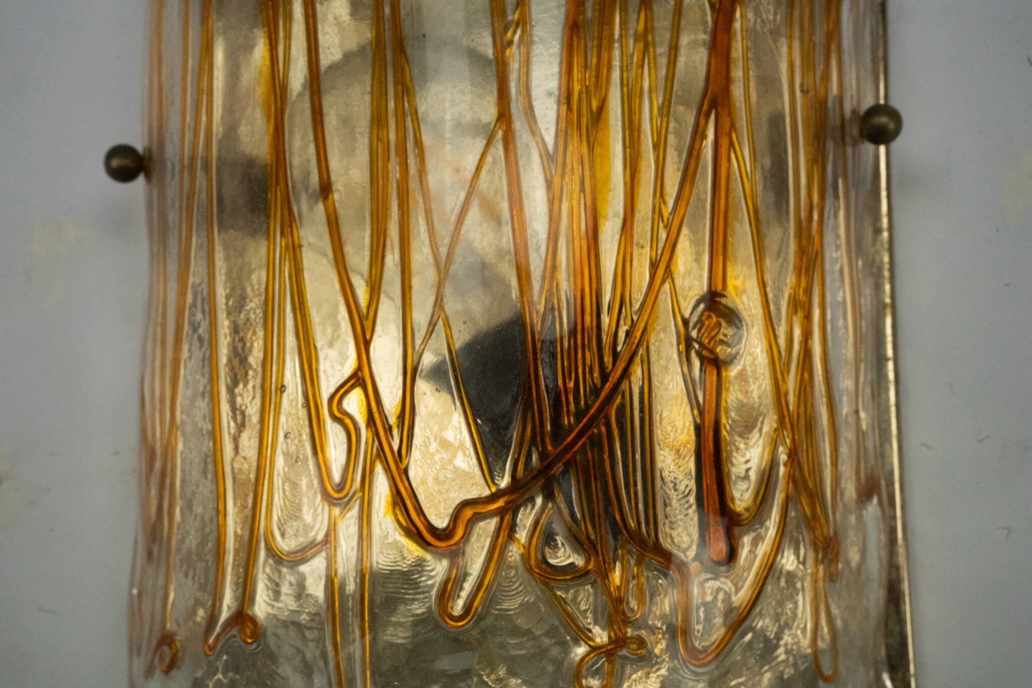 Pair of signed La Murrina thick Murano glass sconces. Italy 1970s.