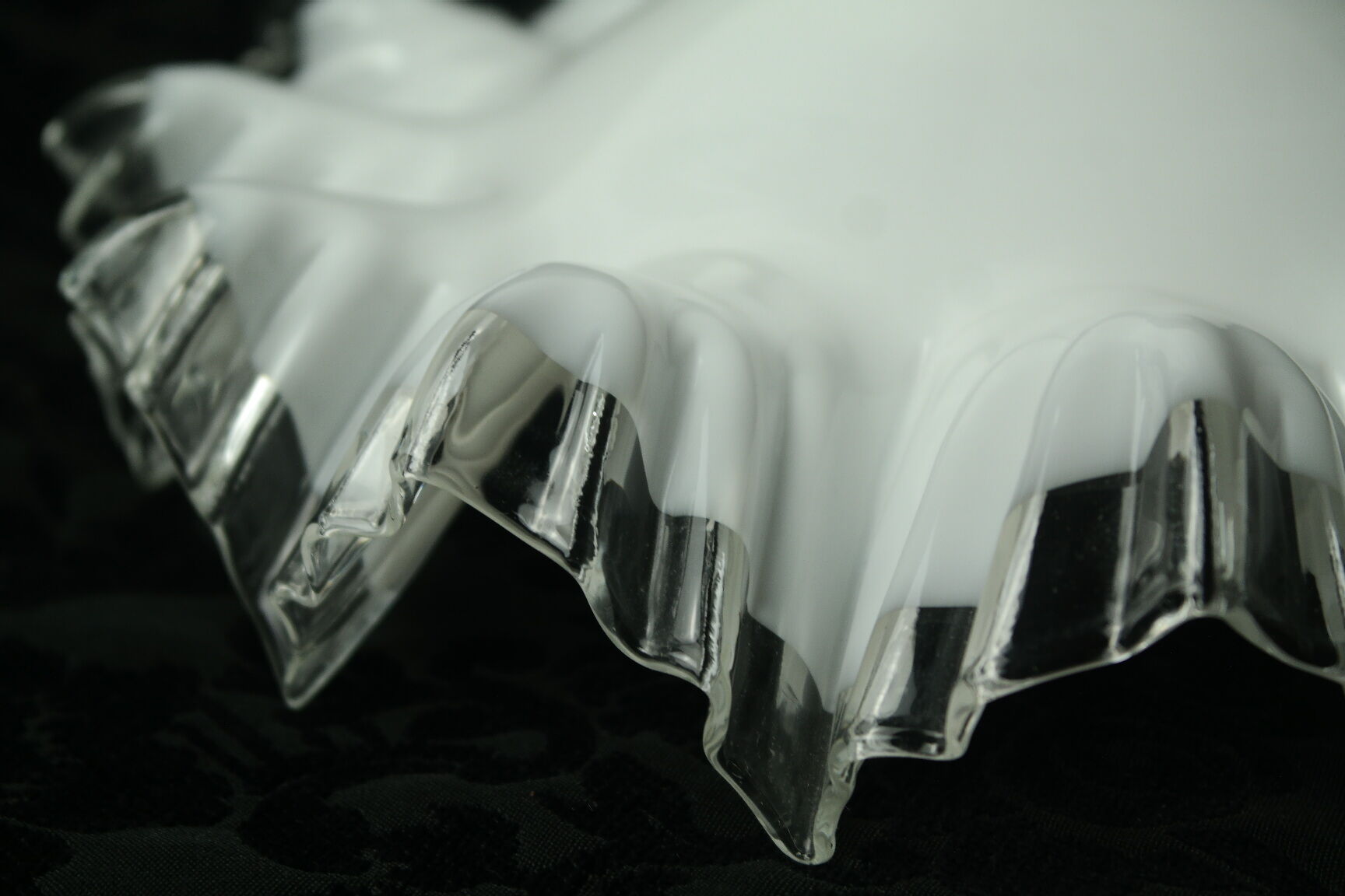 Toothed white opaline lampshade 30s