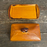 Beurrier Ancien ST CLEMENT Céramique Marron Made In France Vintage #D8