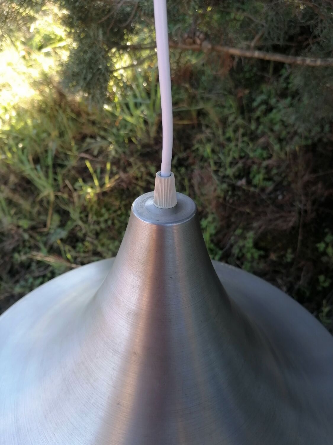 Suspension space age vintage en aluminium brossé