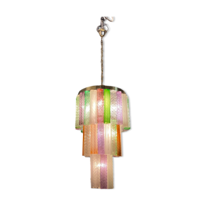Lustre italien multicolore à tube de Murano