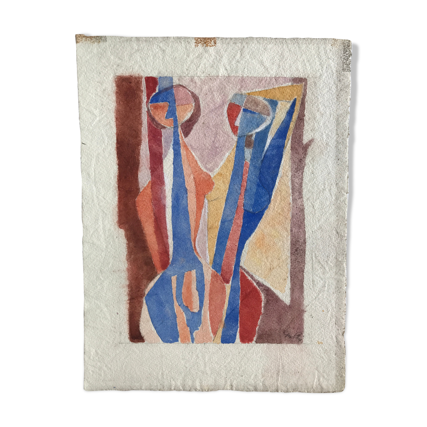 Yves Alix, Étude de nus, 1963. Watercolor on signed paper