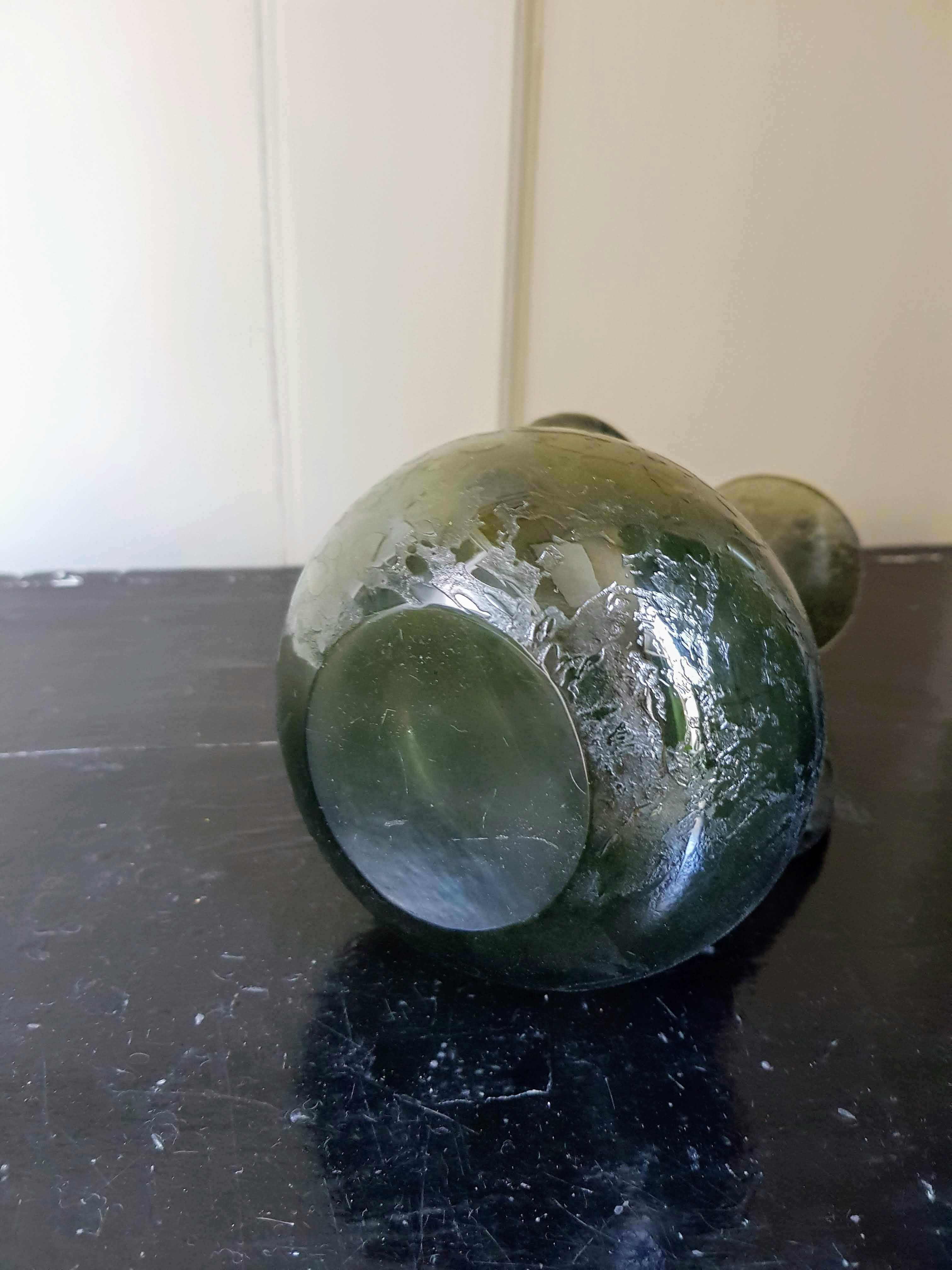 Vintage Frosted Murano Glass Amphora Vase