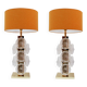 Pair of Murano glass and brass table lamps, Italy