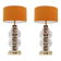 Pair of Murano glass and brass table lamps, Italy