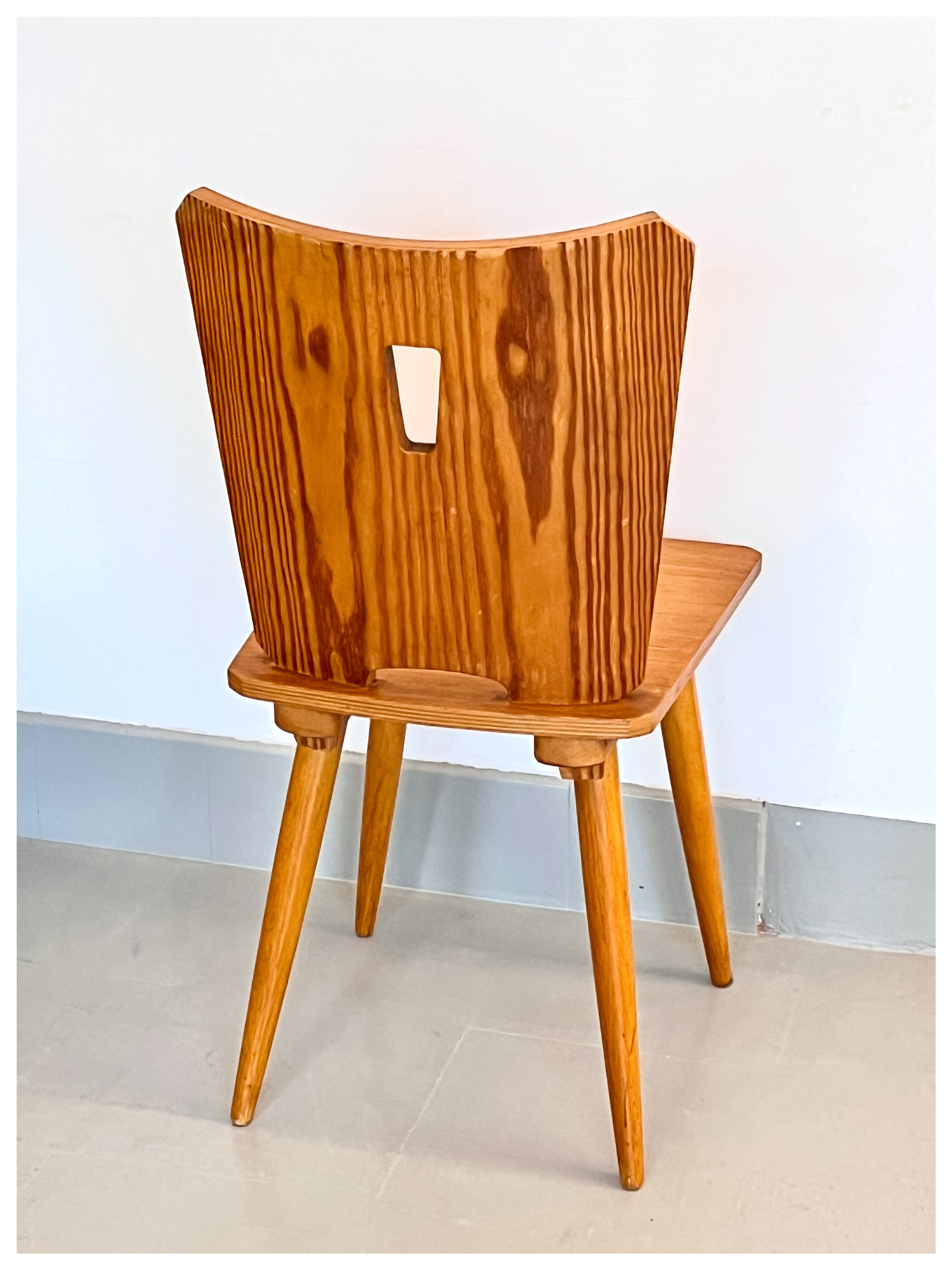 Vintage brutalist pine chairs