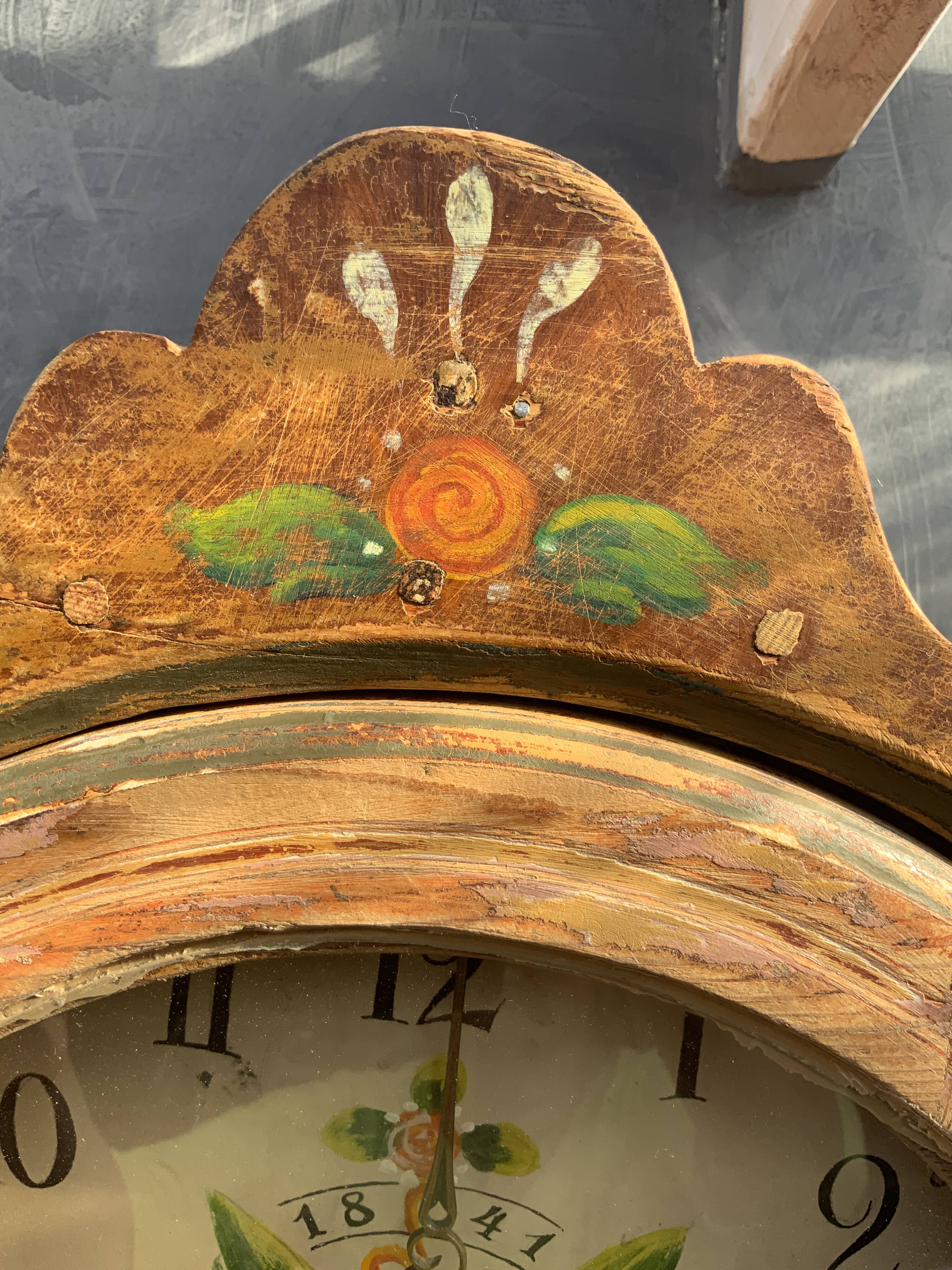 Antique swedish long case mora clock 1841