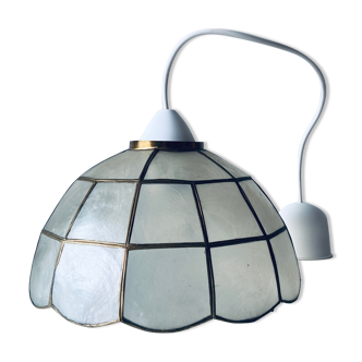 Vintage mother-of-pearl and brass pendant lamp