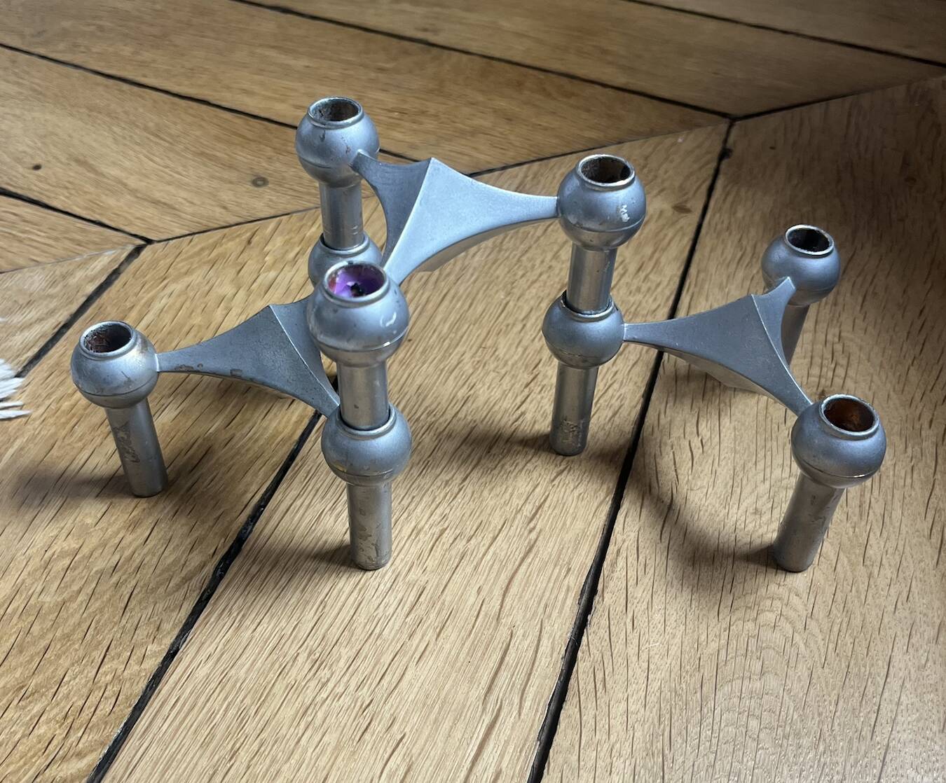 Stoff Nagel candle holder trio