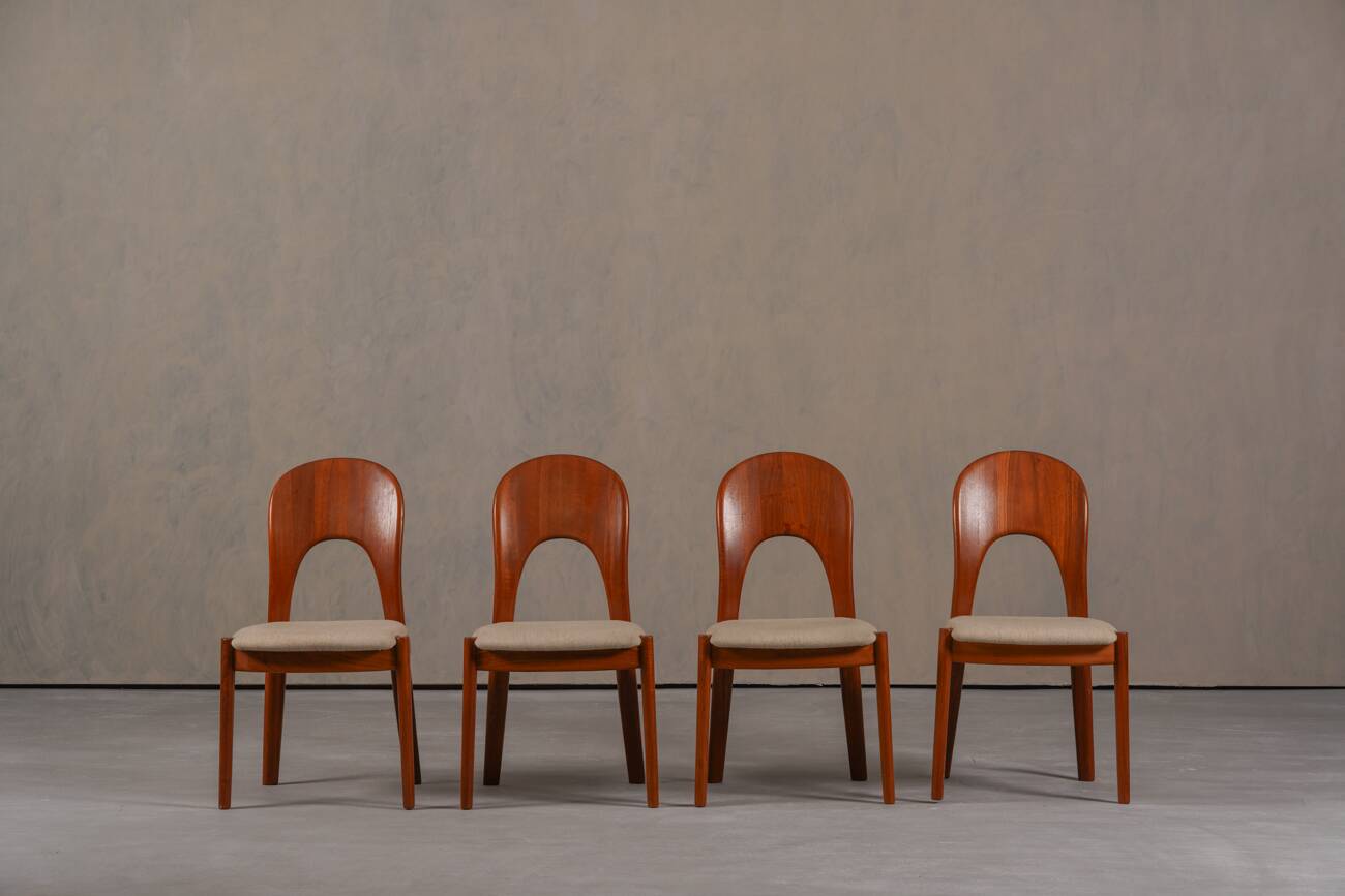 Vintage Morten dining chairs in teak by Niels Koefoed for Hornslet Møbelfabrik, Denmark 1970’s, set of 4