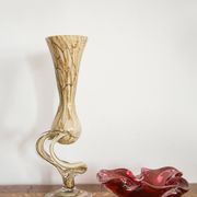 Vintage mid-century artistic vase, beige sand, Murano glass, Europe, 1970.