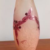 Legras vase ruby series in flowers in acid-etched glass