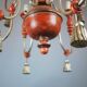 Italian chandelier in patinated wood, 50s