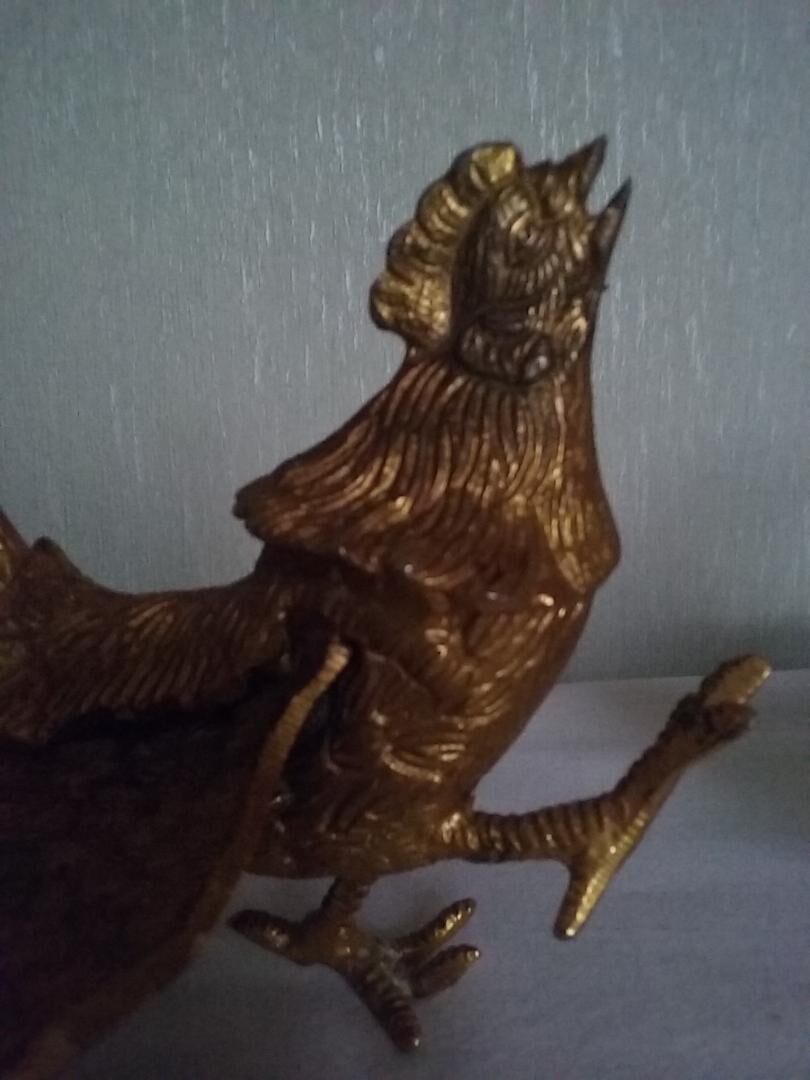 Pair of vintage heath roosters in brass year 70.