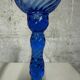 Pair of vintage cobalt blue twisted glass candlesticks h 24.5 cm