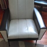 Lot de 2 fauteuils gris en skaï
