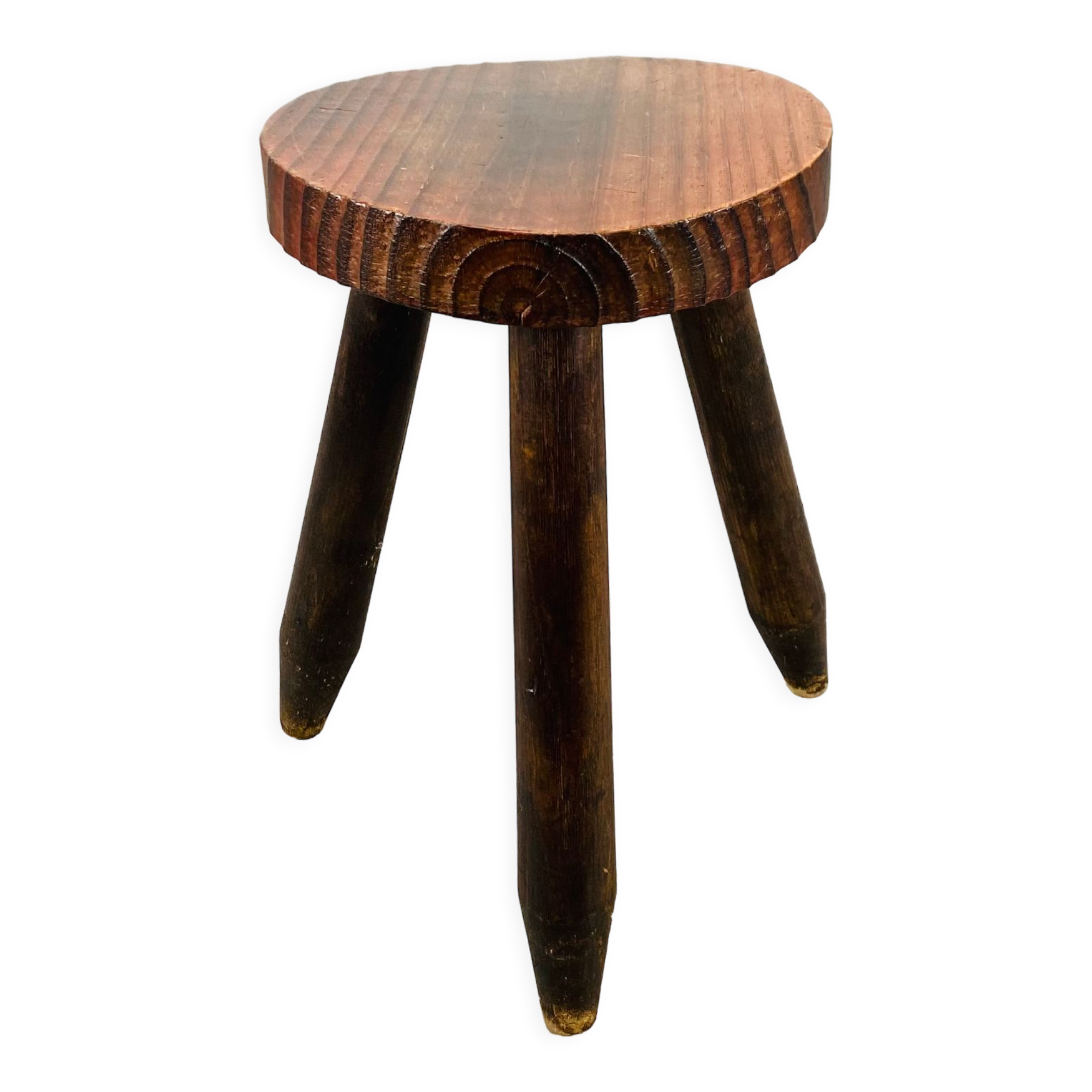 Brutalist wood tripod stool