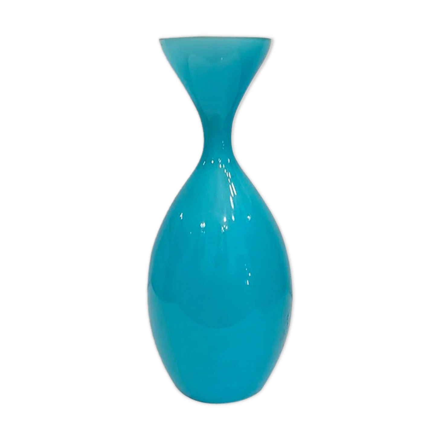 Blue opaline glass drop suspension, 1970