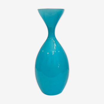 Suspension goutte en verre opalin bleu, 1970