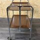 1960s 1970s Serving Cart Dinette Side Table Space Age Design Chrome Brown