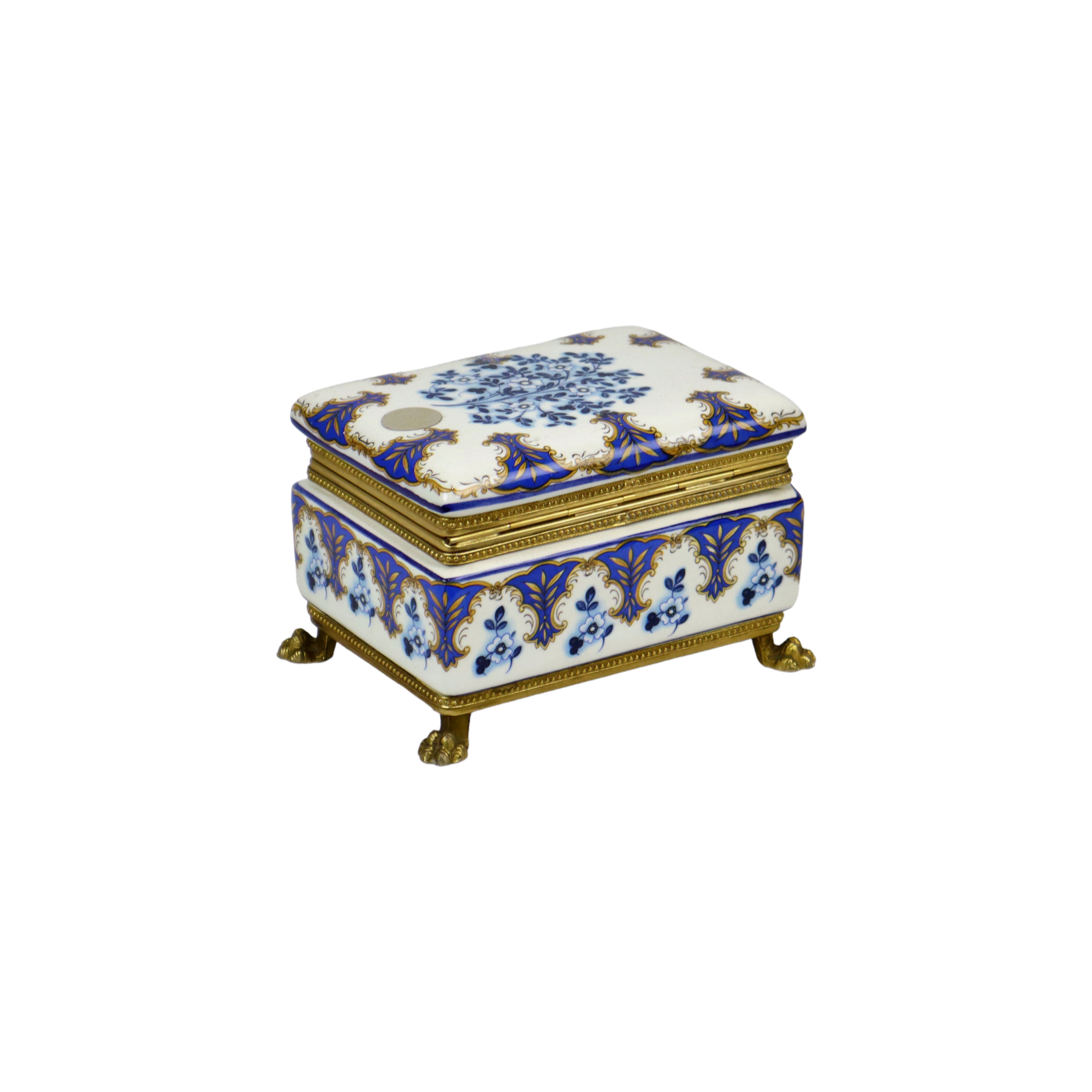 Florentine mtc box jewelery trinket italian hand painted claw feet 15cm