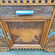 Art deco sideboard marble top, old buffet furniture, vintage dresser