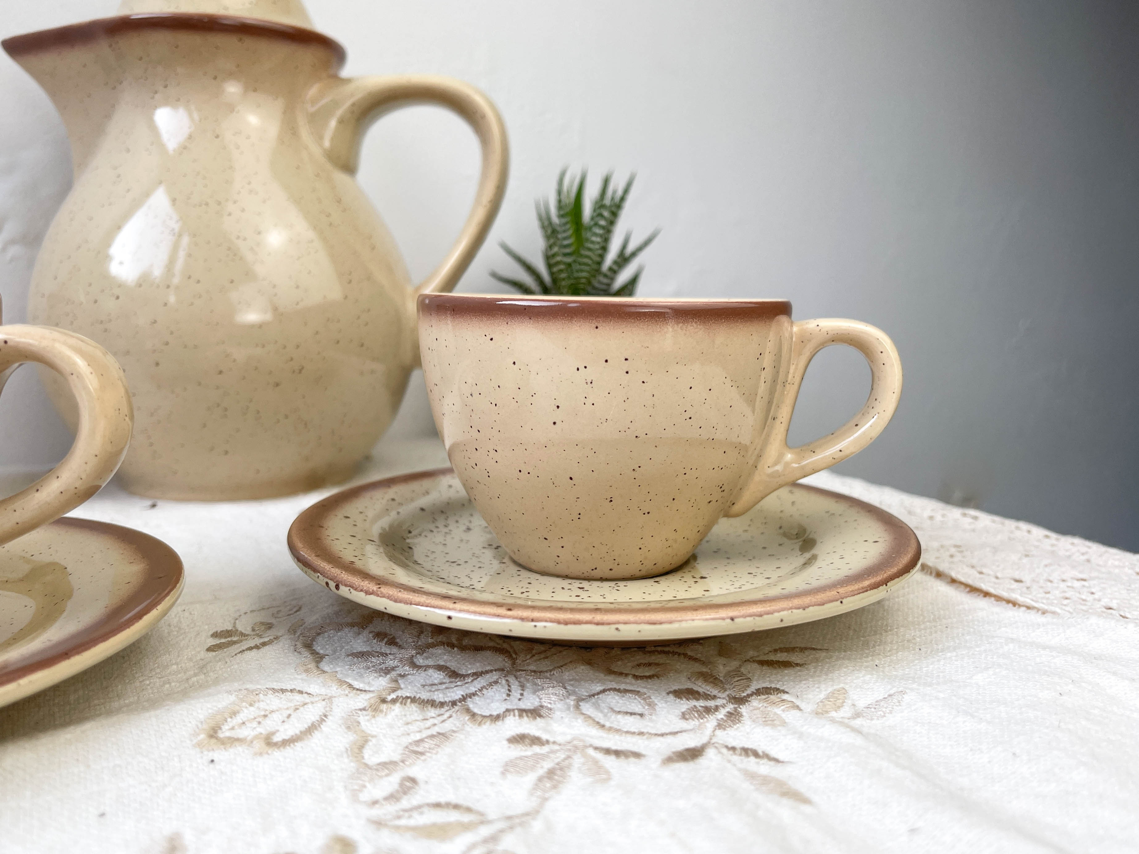Mid-century speckled stoneware coffee set from the 20th century
