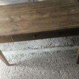 Farmhouse table with raw wood drawer