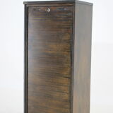 1960s beech tambour cabinet, czechoslovakia