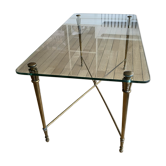 Table basse verre et laiton Art déco style Baguès