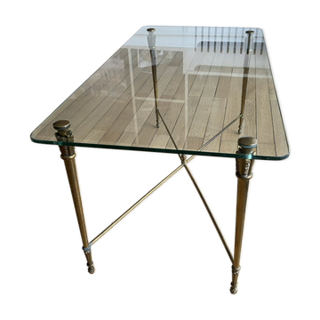 Glass and brass coffee table in Art Deco style by Baguès.