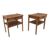 Set of 2 Scandinavian teak bedside tables, Sweden, 1960.