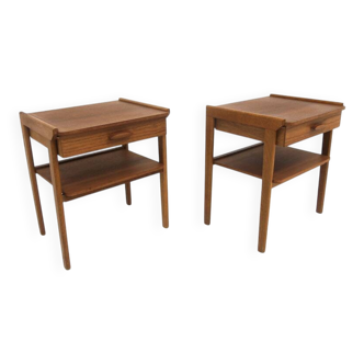 Set of 2 Scandinavian teak bedside tables, Sweden, 1960.