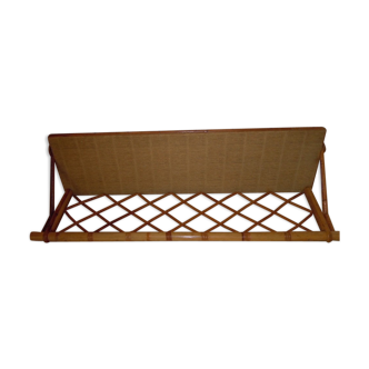 Rattan and wood wall shelf