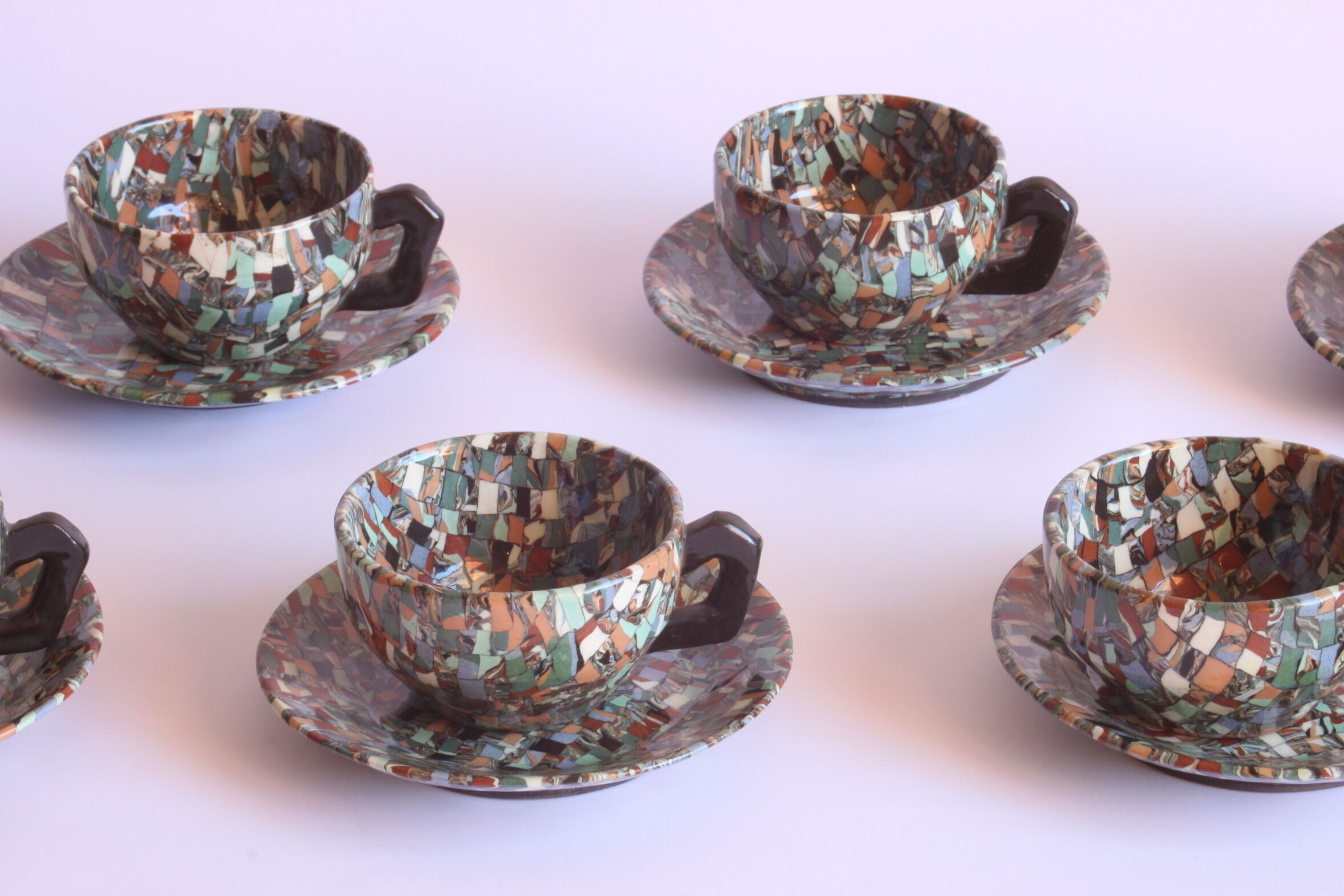 Neriage mosaic tea set by Jean Gerbino, Vallauris.