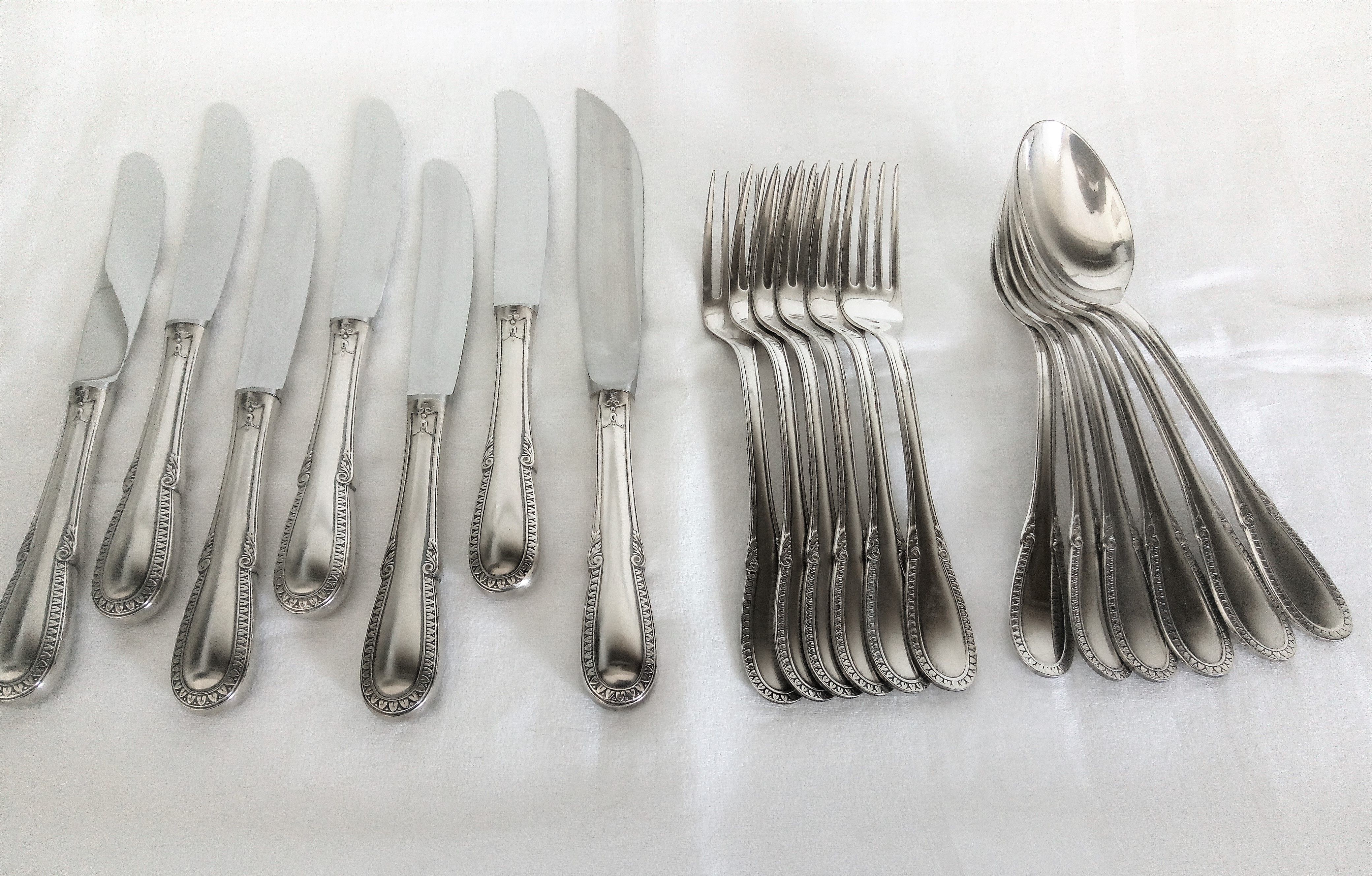 Baroque model silver metal cutlery service
