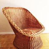 Wicker rattan armchair