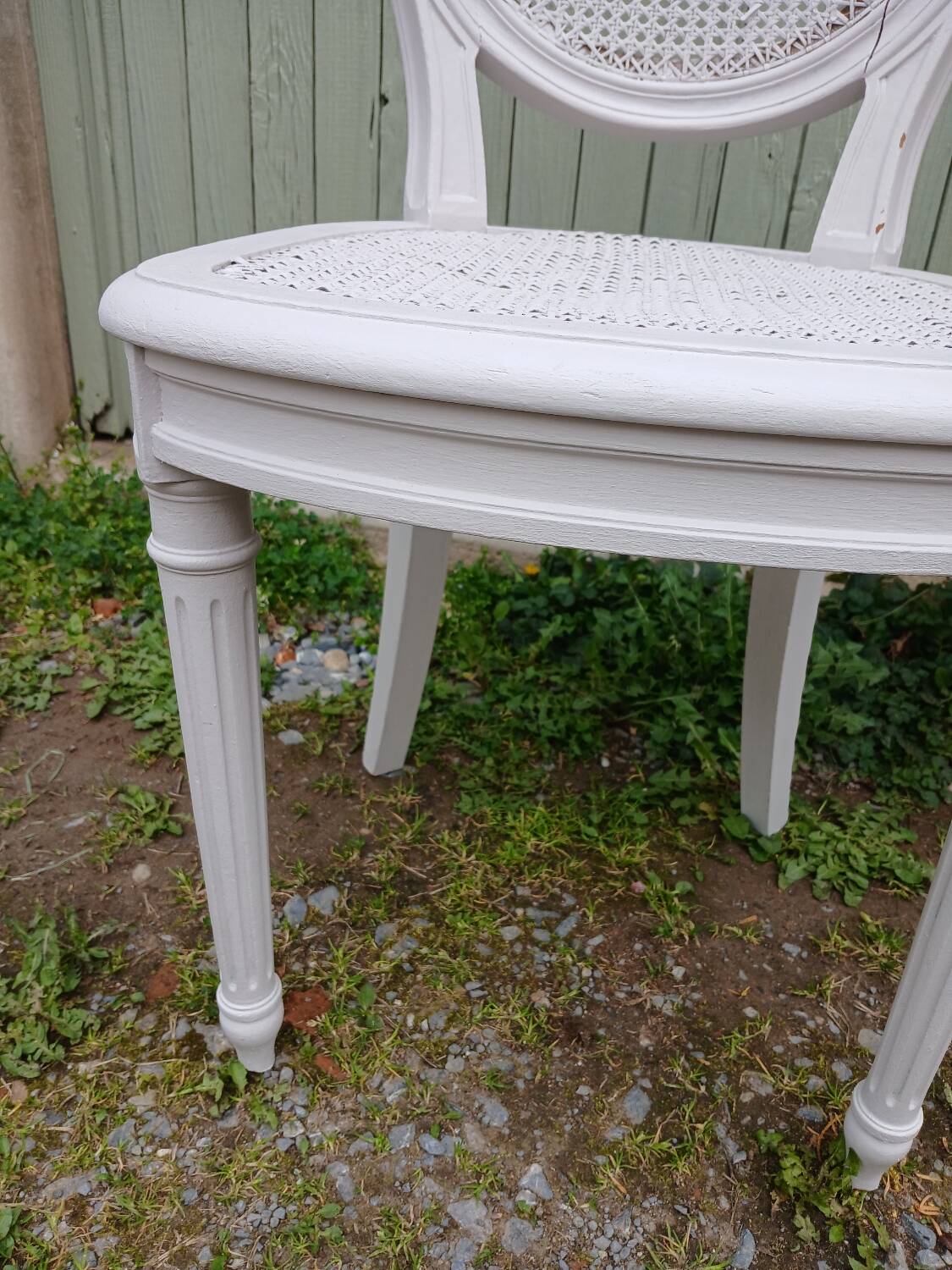 4 old wooden and cane chairs