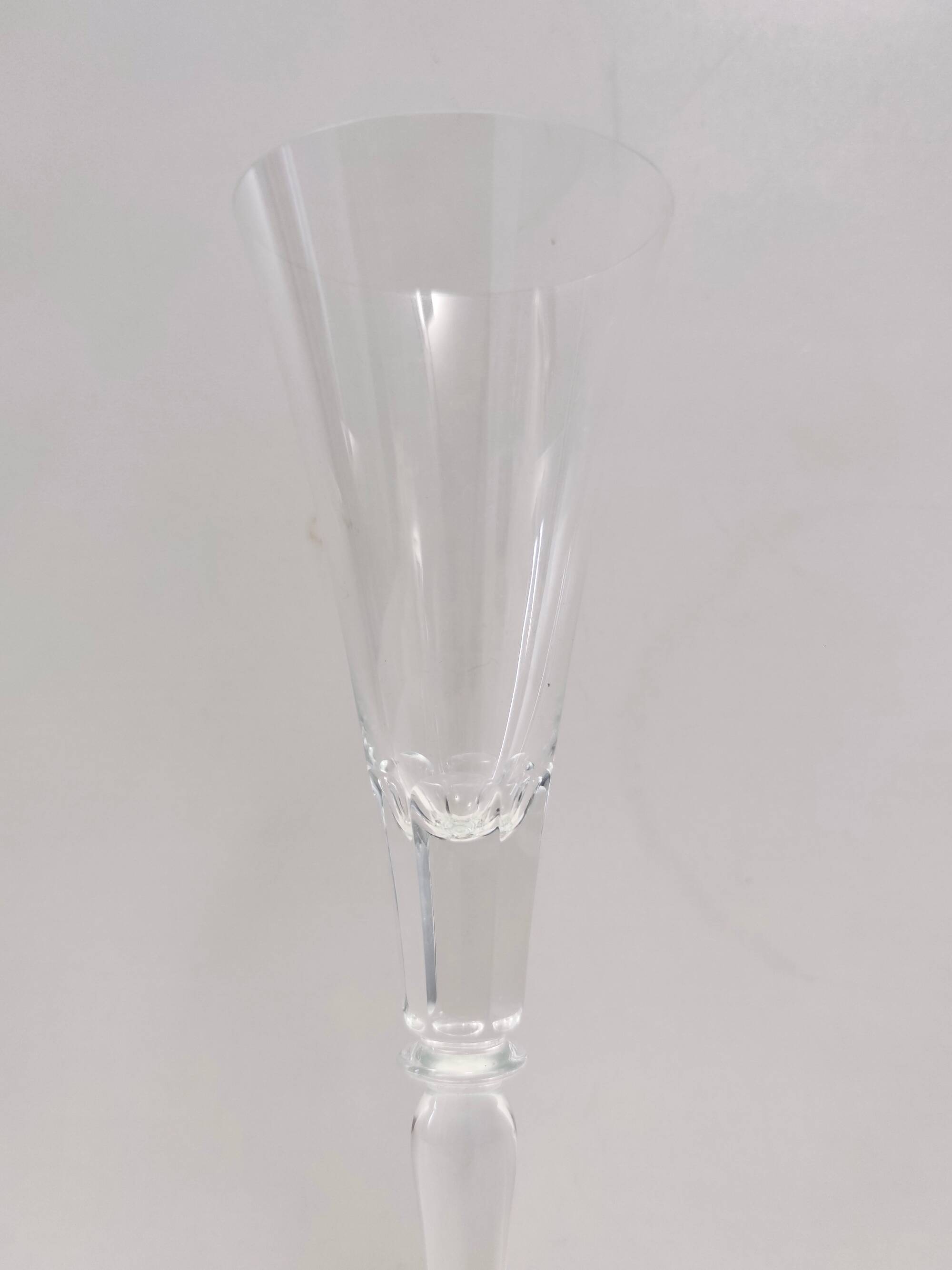 Pair of Vintage Transparent Crystal Flutes attributed to Baccarat