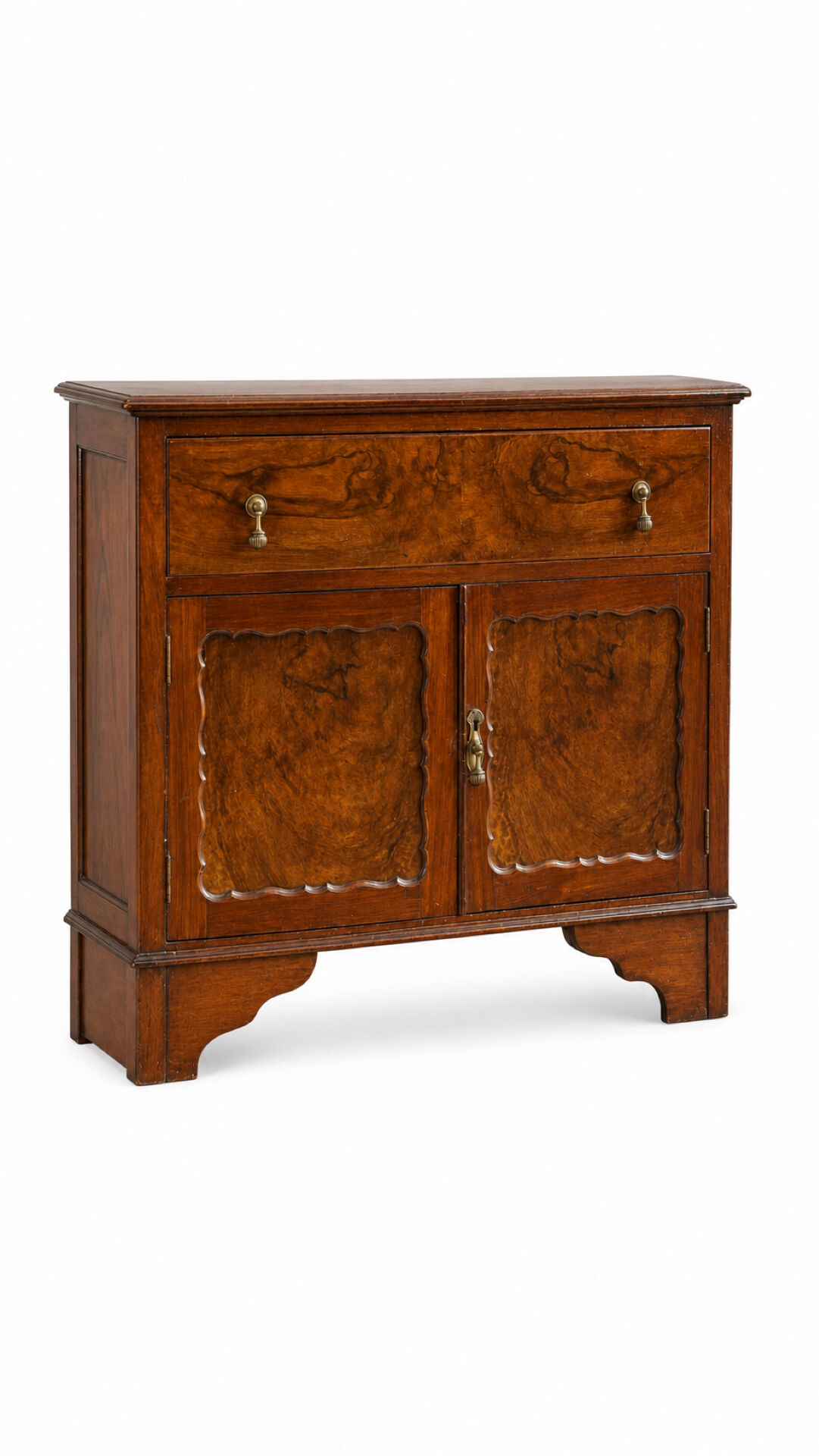 Antique walnut burl commode – 1 drawer and 2 doors