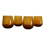 4 vintage amber bubble glasses