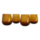 4 vintage amber bubble glasses