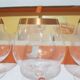 Set of 6 cognac glasses, clear glass, gilding / Austria / 1960s.
