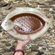 Fish plates, dish and sauce boat, Italian barbotine, 1970