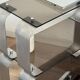 Stainless steel and smoked glass shelves by Donald Singer